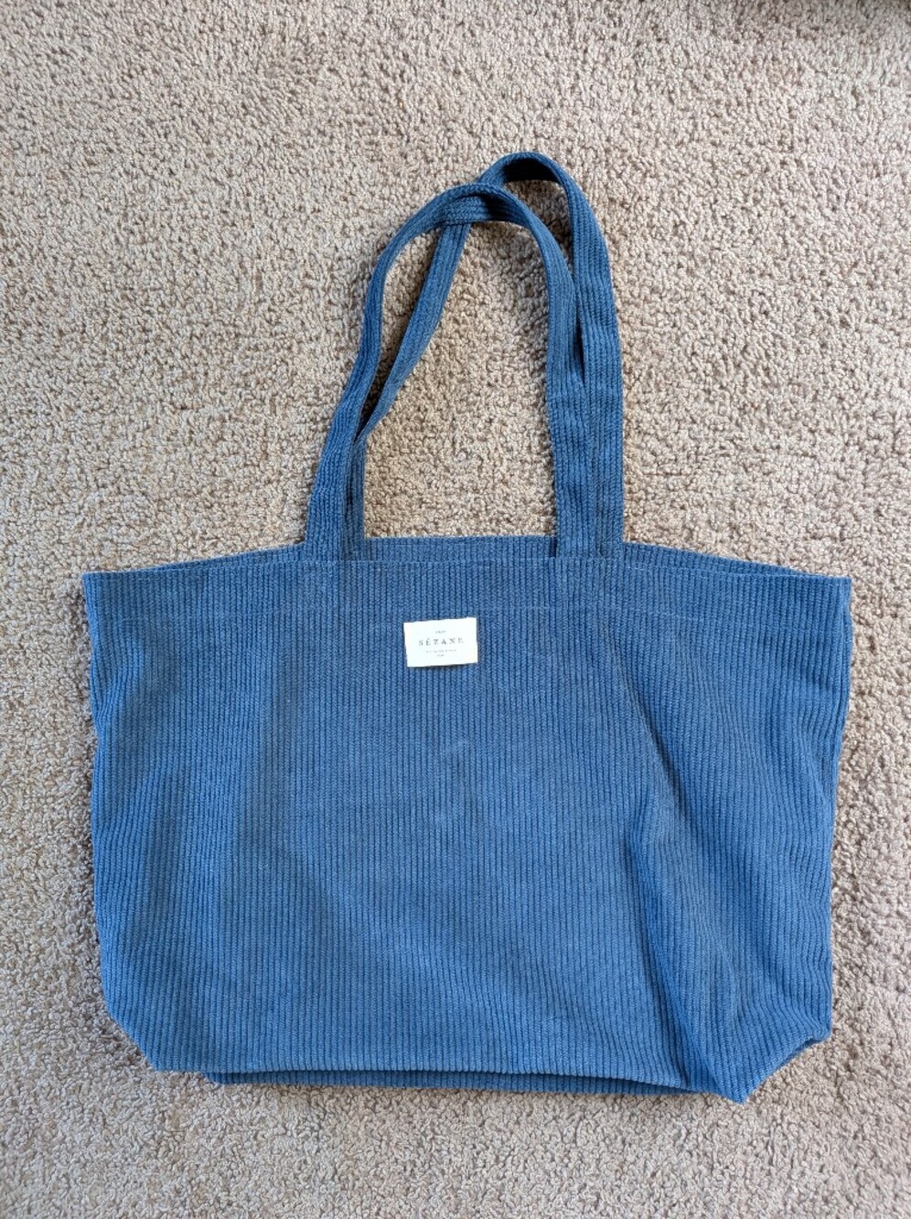 Sezane Corduroy Blue Tote Bag